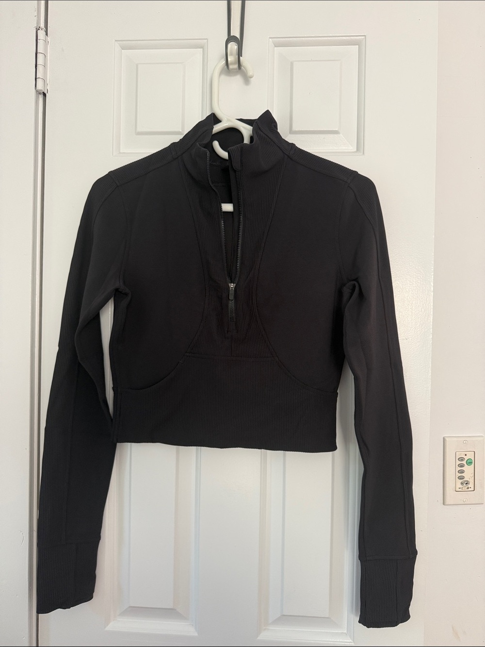 lululemon athletica Black Half-Zip Long Sleeve Crop Top